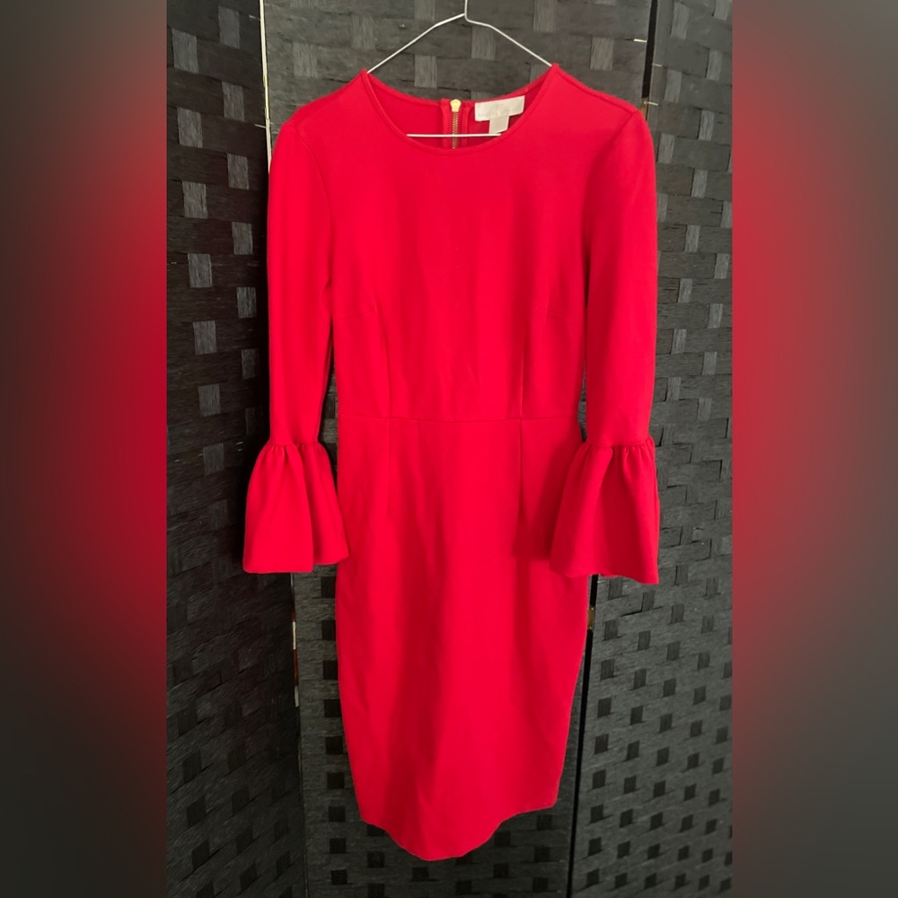 Rachel Parcell Women's Size Small Red Bell Sleeve Sheath Dress